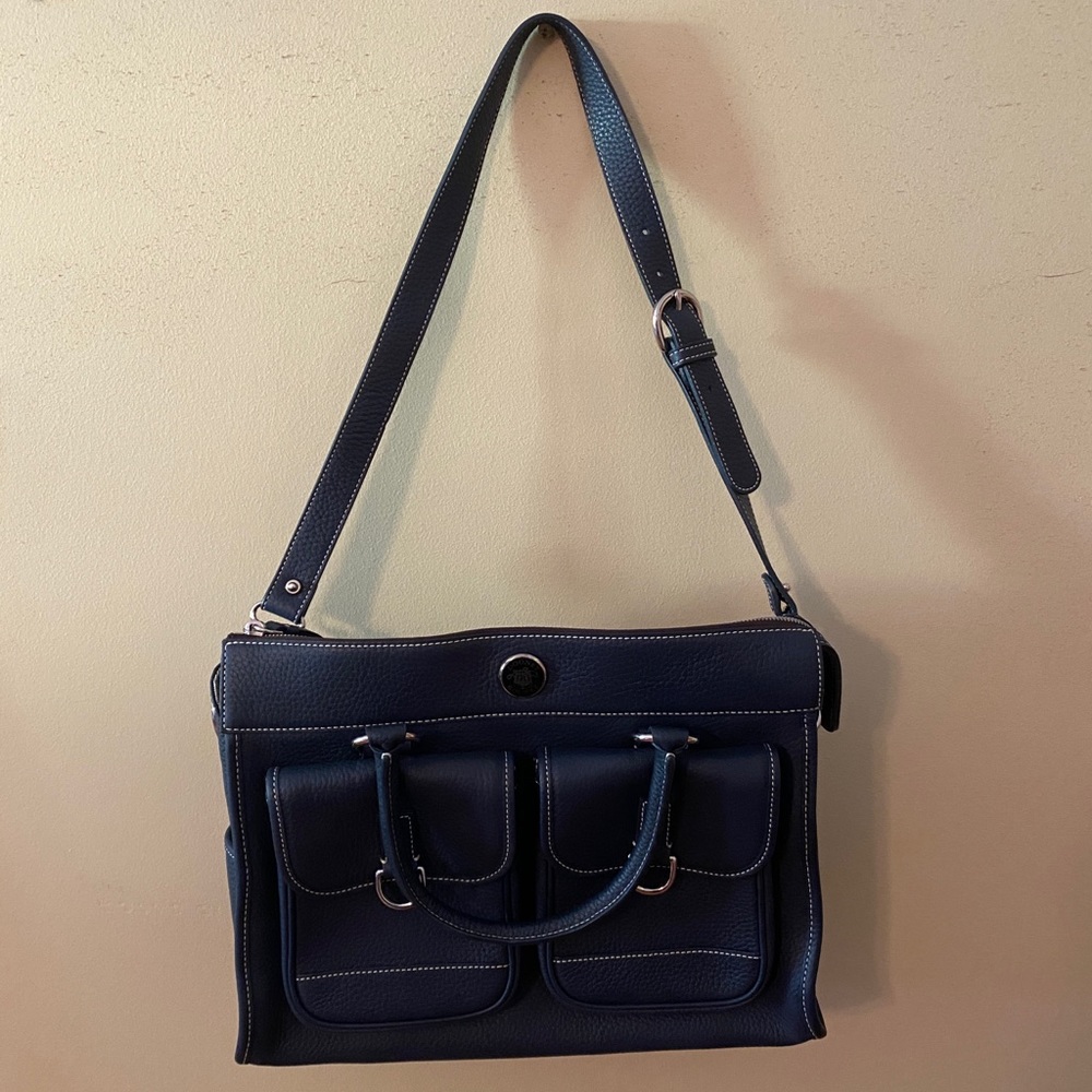 Dooney&Bourke -Navy blue, Double Pocket Tote with small matching clutch.